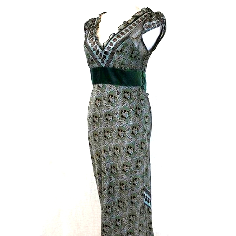 TRACY REESE Plenty 1930s style Bias Cut Sage Green Silk Dress S 4 Anthropologie - Picture 2 of 12